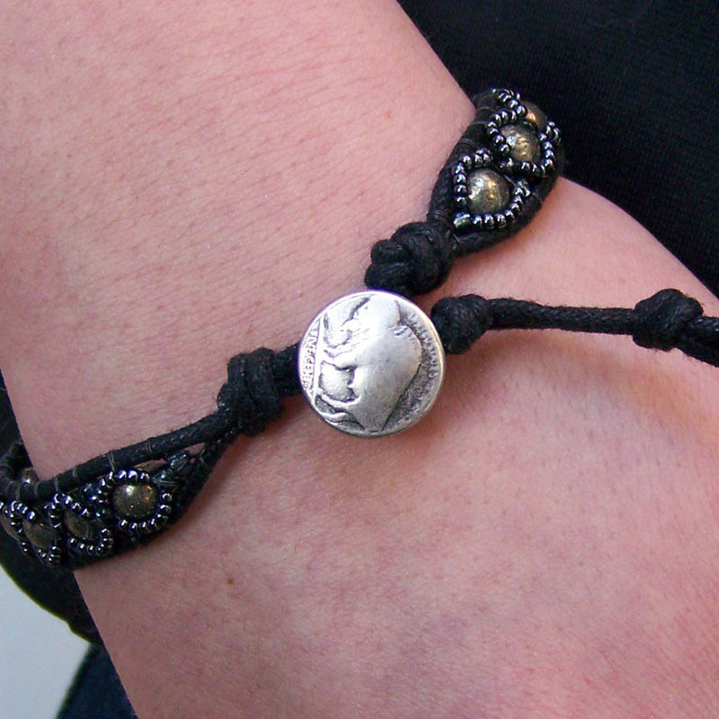 Isabella Intricately Beaded Bracelet with Pyrite - Sacred Skaia
