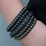 Olivia Double Wrap Leather Bracelet with Pyrite - Sacred Skaia