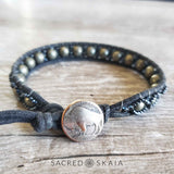 Isabella Intricately Beaded Bracelet with Pyrite