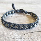 Isabella Intricately Beaded Bracelet with Pyrite