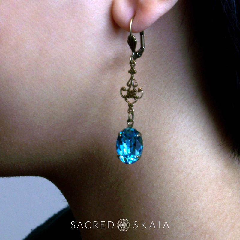 Ostara Crystal Teardrop Earrings in Black Diamond