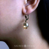 Ostara Crystal Teardrop Earrings in Light Silk