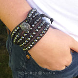 Rhiannon Five Wrap Leather Bracelet with Hematite
