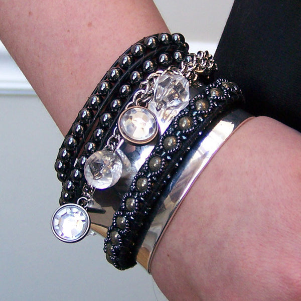 Olivia Double Wrap Leather Bracelet with Hematite - Sacred Skaia