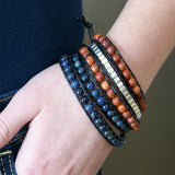 Olivia Double Wrap Leather Bracelet with Dumortierite - Sacred Skaia