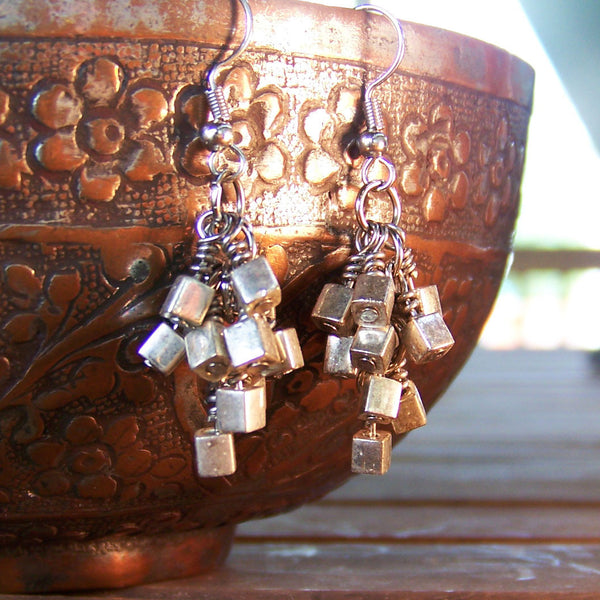 Picasso Bold Silver Cube Earrings - Sacred Skaia