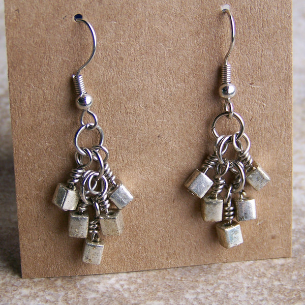 Picasso Silver Cube Earrings - Sacred Skaia