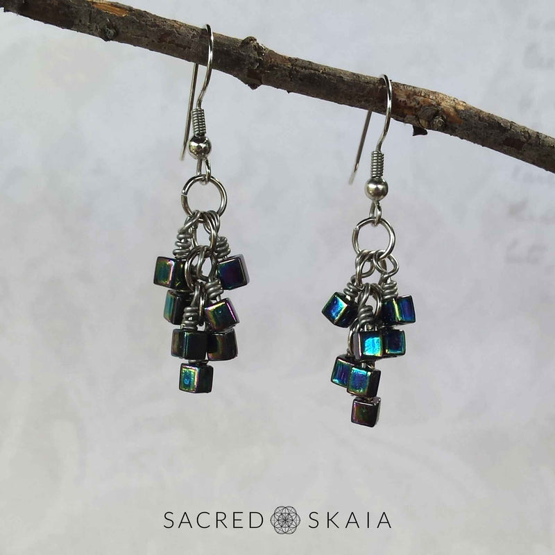 Aurora Borealis Cube Earrings - Sacred Skaia