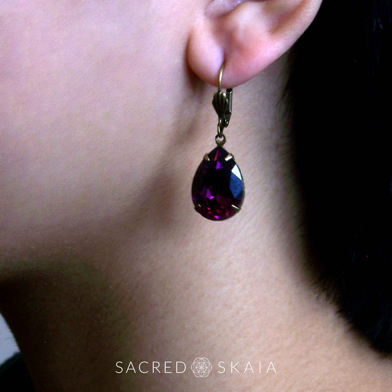 Fortuna Teardrop Earrings in Amethyst - Sacred Skaia