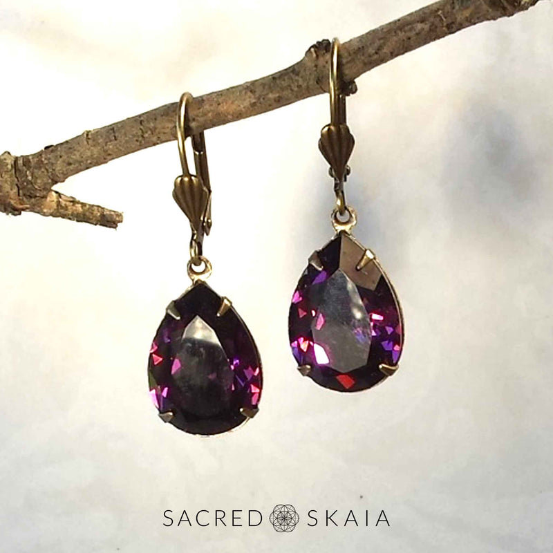 Fortuna Teardrop Earrings in Black Diamond - Sacred Skaia