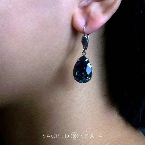 Fortuna Teardrop Earrings in Denim Blue - Sacred Skaia