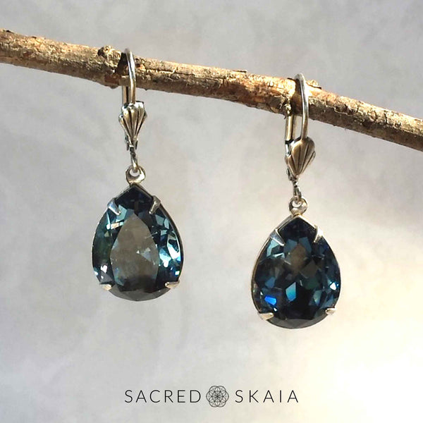 Fortuna Teardrop Earrings in Denim Blue - Sacred Skaia