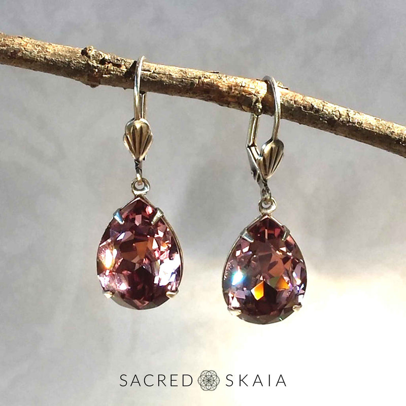 Fortuna Teardrop Earrings in Antique Pink - Sacred Skaia