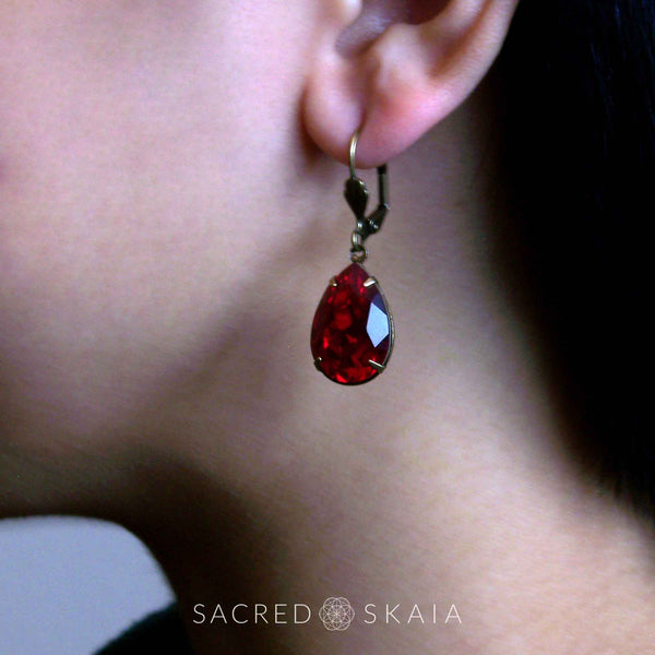 Fortuna Teardrop Earrings in Ruby - Sacred Skaia