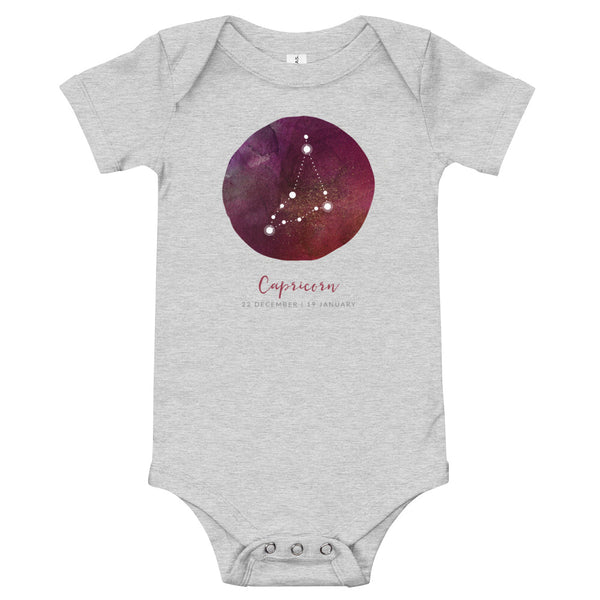 Capricorn Baby Onesie T-Shirt by Bella + Canvas
