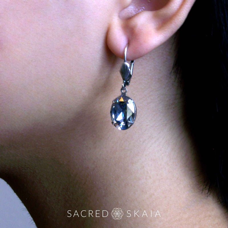 Ostara Crystal Teardrop Earrings in Black Diamond